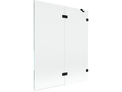 MEXEN/S - Lunar vanová zástěna 2-křídlová pravá 140 x 150, transparent, černá 897-140-100-70-00-P