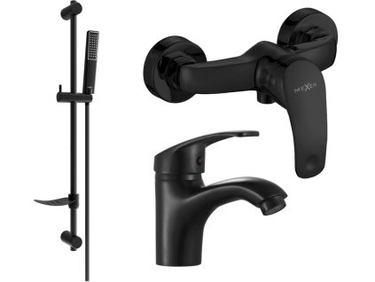 MEXEN/S - Fabia DF72 Set umyvadlové a sprchové baterie s příslušenstvím, černá 746504DF72-70