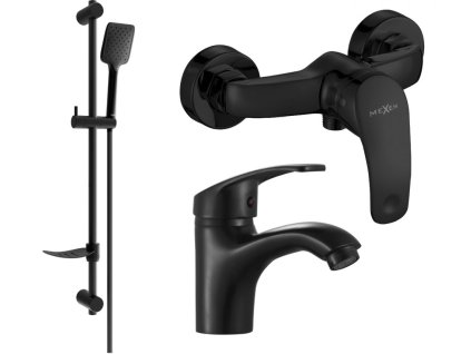 MEXEN/S - Fabia DF62  SET umyvadlová baterie + sprchová s příslušenstvím, černá 746504DF62-70