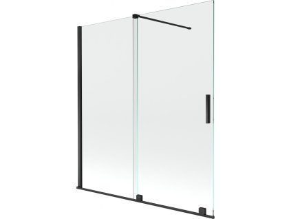 MEXEN/S - Velar Dvoukřídlá posuvná vanová zástěna 150 x 150, transparent, černá 896-150-000-01-70