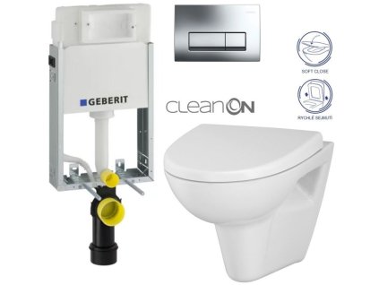 GEBERIT KOMBIFIXBasic vč. chromového tlačítka DELTA 51 + WC CERSANIT CLEANON PARVA + SEDÁTKO 110.100.00.1 51CR PA1