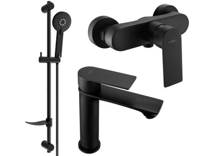 MEXEN/S - Royo SET umyvadlová + sprchová baterie s příslušenstvím DF40, černá 72204DF40-70