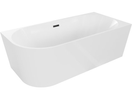 MEXEN/S - Mia volně stojící rohová vana pravá 180 x 80, bílá, sifon a přepad černá 52691808000P-70