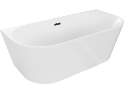 MEXEN/S - Oval vana volně stojící nástěnná 150 x 75, bílá, sifon a přepad černá 52671507500-70