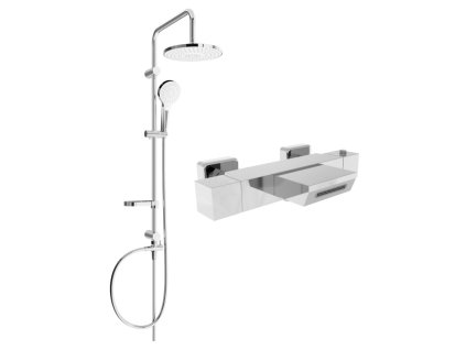 MEXEN/S - Erik sprchový sloup včetně vanové termostatické baterie Cube, chrom 77360205-00