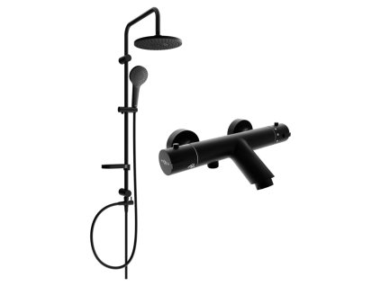 MEXEN/S - Erik sprchový sloup včetně vanové termostatické baterie Kai, černá 77300205-70