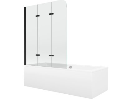 MEXEN/S - Cube obdélníková vana 170 x 80 cm s panelem  + vanová zástěna 120, transparent,  černá 550517080X9012037000