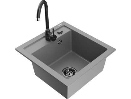 MEXEN/S - Vito granitový dřez včetně baterie Telma, šedá 6503-71-670200-70-B
