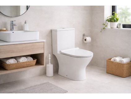 Bílé kombi WC WHITE LINE s nádržkou a sedátkem