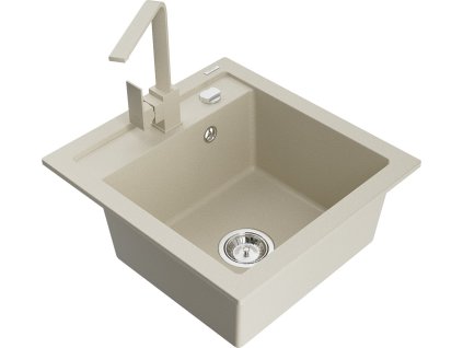 MEXEN/S - Vito granitový dřez 1-miska včetně baterie Rita, béžová 6503-69-670300-69