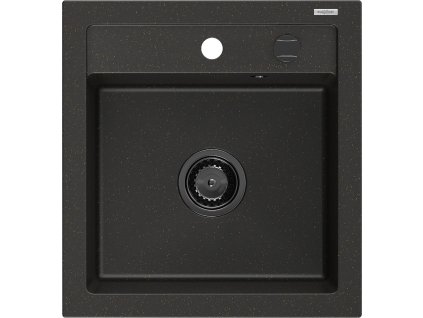 MEXEN/S - Vito Vito granitový dřez 1-miska 520x490 mm, černá/zlatá metalik,+ černý sifon 6503521000-75-B