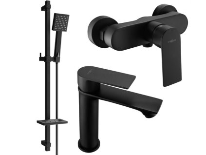 MEXEN/S - Royo SET umyvadlová + sprchová baterie s příslušenstvím DQ45, černá 72204DQ45-70