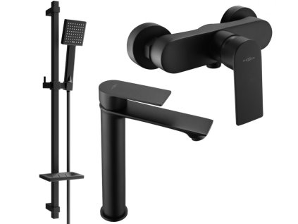 MEXEN/S - Royo SET umyvadlová + sprchová baterie s příslušenstvím DQ45, černá 72214DQ45-70