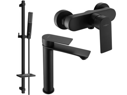 MEXEN/S - Royo SET umyvadlová + sprchová baterie s příslušenstvím DQ72, černá 72214DQ72-70