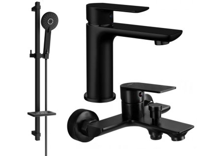 MEXEN/S - Alfa DQ40 Set umyvadlové a vanové baterie s příslušenstvím, černá 745703DQ40-70