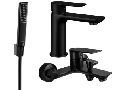MEXEN/S - Alfa R72 Set umyvadlové a vanové baterie s příslušenstvím, černá 745703R72-70