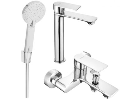 MEXEN/S - Royo R40 Set umyvadlové a vanové baterie s příslušenstvím, chrom 72213R40-00