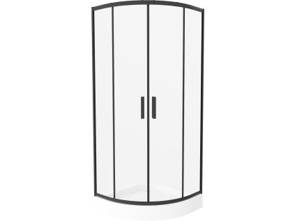 MEXEN/S - Rio čtvrtkruhový sprchový kout 80 x 80, transparent, černá + vanička Rio 863-080-080-70-00-4710
