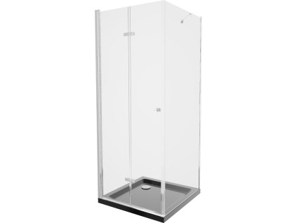 MEXEN/S - Lima sprchový kout zalamovací dveře 90 x 90, transparent, chrom + Flat černá vanička se sifonem 856-090-090-01-00-4070