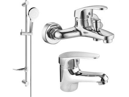 MEXEN/S - Erica DF05 Set umyvadlové a vanové baterie s příslušenstvím, chrom 746403DF05-00