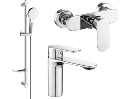 MEXEN/S - Milo DF05 SET umyvadlová baterie + sprchová s příslušenstvím, chrom 71304DF05-00