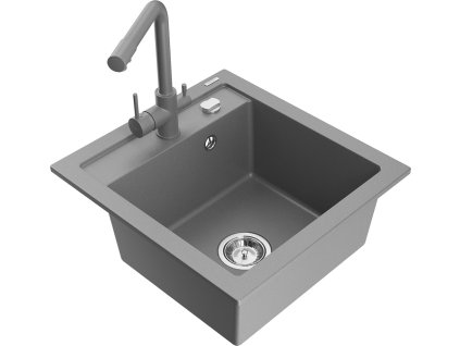 MEXEN/S - Vito granitový dřez 1-miska včetně baterie Duero, černá/stříbrná metalik 6503-73-671600-00