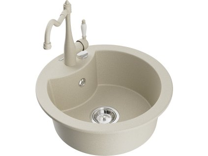 MEXEN/S - Diego granitový dřez 1-miska včetně baterie Carla, béžová 6512-69-670700-69