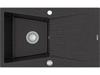 MEXEN - Cesar granitový dřez 1-mísa dřez s odkapávač 775x470 mm, černá mottled 6514771010-76