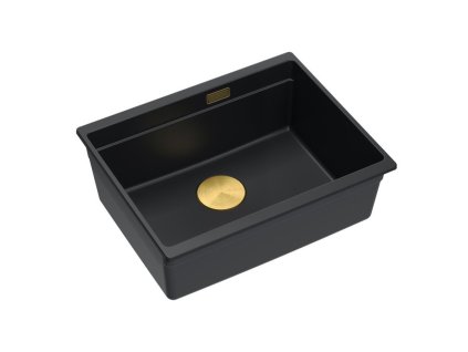 Quadron - Granitový dřez Logan 100 Black Zlaty HQJ6045U7_PVDG1_U