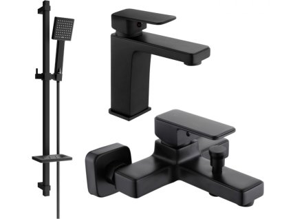 MEXEN/S - Cetus DQ45 SET vanová a umyvadlová baterie, černá 744303DQ45-70