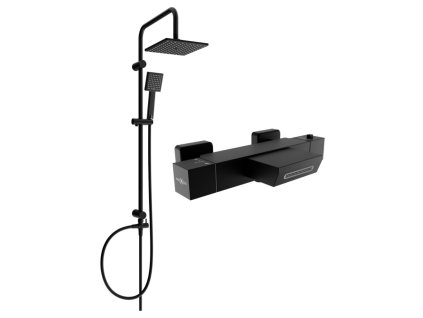 MEXEN/S - Tord sprchový sloup včetně vanové termostatické baterie Cube, černá 77360200-70