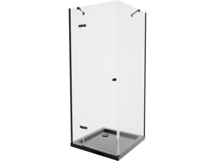 MEXEN/S - Roma sprchový kout 80x80, transparent, černá + černá vanička se sifonem 854-080-080-70-00-4070B