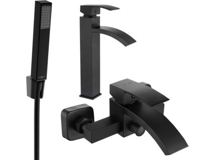 MEXEN/S - Libra R77 Set umyvadlové a vanové baterie s příslušenstvím, černá 745113R77-70
