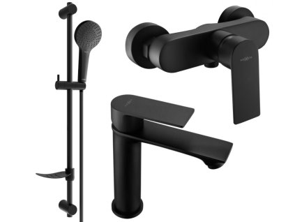 MEXEN/S - Royo SET umyvadlová + sprchová baterie s příslušenstvím DF05, černá 72204DF05-70