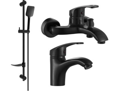 MEXEN/S - Fabia DF62 Set umyvadlové a vanové baterie s příslušenstvím, černá 746503DF62-70