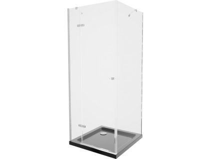 MEXEN/S - Roma sprchový kout 80x80, transparent, chrom + černá vanička se sifonem 854-080-080-01-00-4070