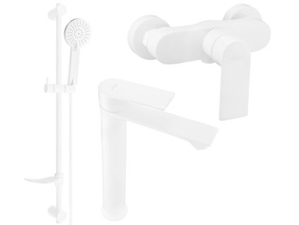 MEXEN/S - Royo DF40 Set umyvadlové a sprchová baterie s příslušenstvím, bílá 72214DF40-20