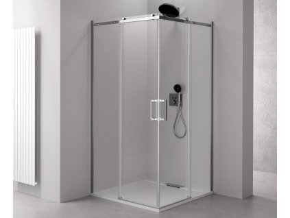THRON ROUND štvorcový sprchový kút 900x900mm, guľaté pojazdy, rohový vstup