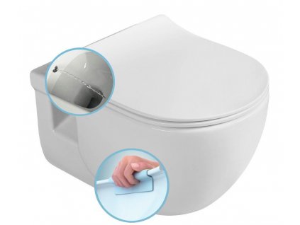 BRILLA CLEANWASH závesná WC misa s bidet. spŕškou, Rimless, 36,5x53cm, biela