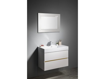 Kúpeľňový set ODETTA 85, biela/zlatá mat