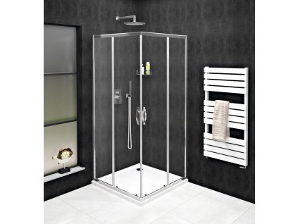 SIGMA SIMPLY štvorcová sprchová zástena 1100x1100 mm, rohový vstup, číre sklo