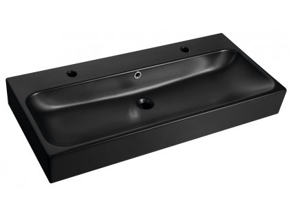 TORIDI keramické umývadlo 101x46,5cm, 2 otvory pre batériu, čierna matná