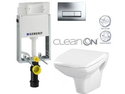 GEBERIT KOMBIFIXBasic vč. chromového tlačítka DELTA 51 + WC CERSANIT CLEANON CARINA + SEDÁTKO 110.100.00.1 51CR CA2