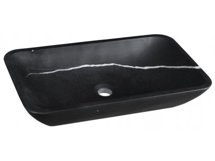 BLOK kamenné umývadlo 60x35 cm, čierny Marquin, matný