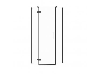 CERSANIT - Pětiúhelný sprchový kout JOTA 80X80X195, LEVÝ, průhledné sklo, černý S160-012