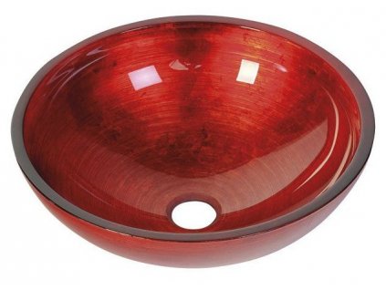 MURANO ROSSO IMPERO sklenené umývadlo na dosku, priemer 40cm, červené