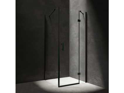OMNIRES - MANHATTAN čtvercový sprchový kout s křídlovými dveřmi, 90 x 90 cm černá mat / transparent /BLMTR/ MH9090BLTR