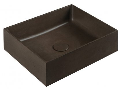 FORMIGO betónové umývadlo na dosku vrátane výpuste, 47,5x36,5cm, tmavo hnedá