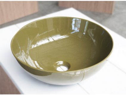 Guľaté keramické umývadlo Bauer, na dosku, hnedou farba, priemer 385mm