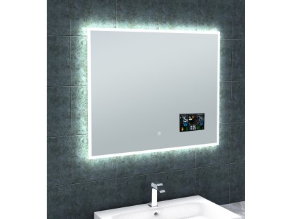 LED zrkadlo BRIGHT DIGITAL 80x65 cm, počasie, ukazovateľ vonkajšej a vnútornej teploty, barometer